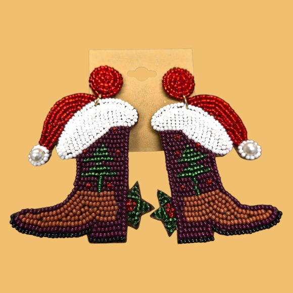 Jewelry - Santa Boot Sparkle Earrings ✨🎄
